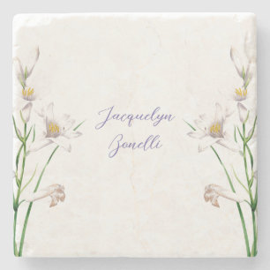 Porta-copo De Pedra Litógrafo de Chamada Elegante Floral