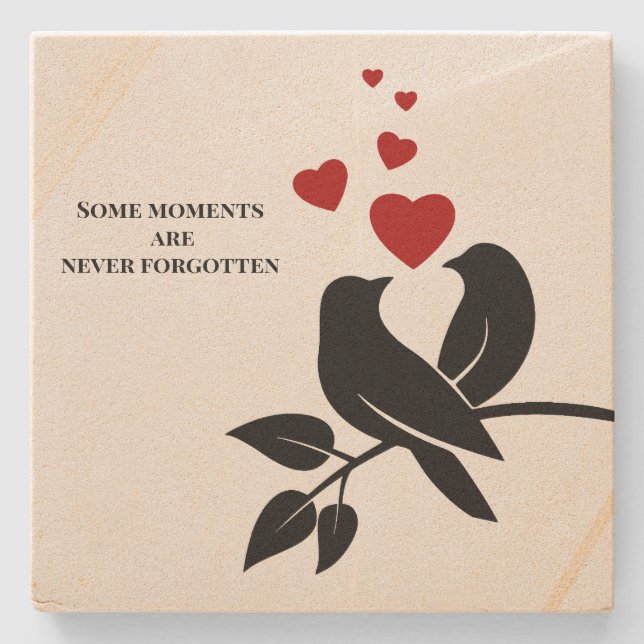 Porta-copo De Pedra little birds with hearts (Frente)