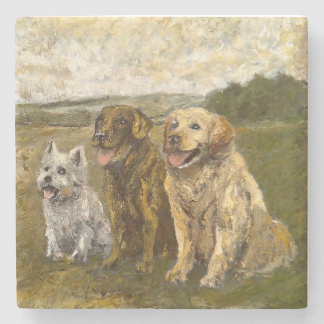 Porta-copo De Pedra Little Chat: Whimsical Christmas Farm Animal (Frente)