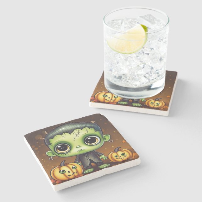 Porta-copo De Pedra Little Halloween Frankenstein (Lateral)