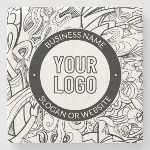 Porta-copo De Pedra Logotipo comercial ou Design e Modelo de texto edi