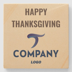 Porta-copo De Pedra Logotipo da Empresa Feliz Dia de Ação de Graças