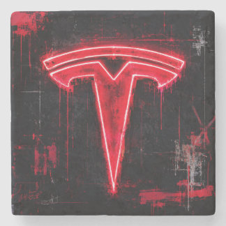 Porta-copo De Pedra Logotipo de Arte Neon Tesla