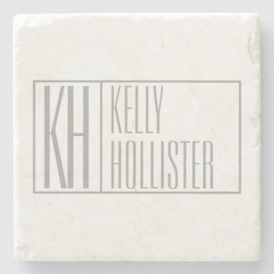 Porta-copo De Pedra Logotipo de iniciação e nome de Cinza moderna