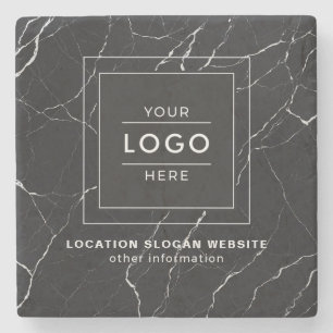 Porta-copo De Pedra Logotipo Empresarial Moderno em Mármore Preto com