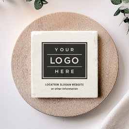 Porta-copo De Pedra Logotipo Empresarial Preto Personalizado Quadrado 