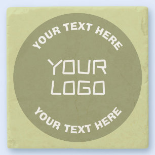 Porta-copo De Pedra Logotipo ou design carregado e texto editável em q