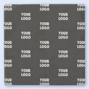 Porta-copo De Pedra Logotipo simples de repetição Preto