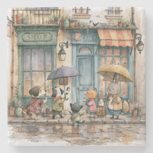 Porta-copo De Pedra Loja de Animais Francesa Caprichosa Aquarela