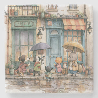 Porta-copo De Pedra Loja de Animais Francesa Caprichosa Aquarela