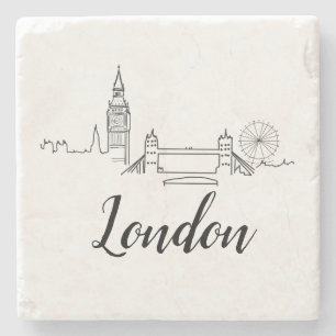 Porta-copo De Pedra London British Illustration Stone Porta copos