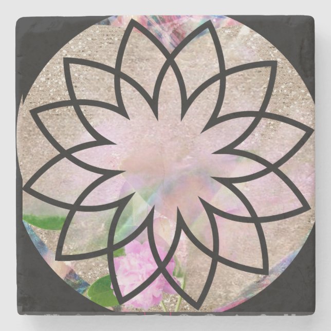 Porta-copo De Pedra Lotus Blossom Floral Springtime (Frente)