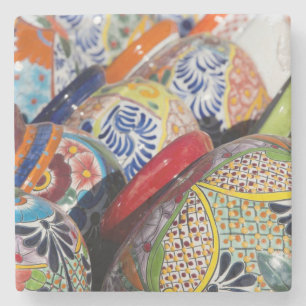 Porta-copo De Pedra Louças mexicanas tradicionais coloridas pintadas à