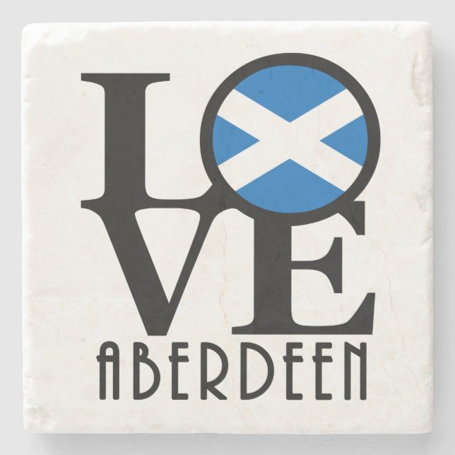 Porta-copo De Pedra LOVE Aberdeen Scotland (Frente)