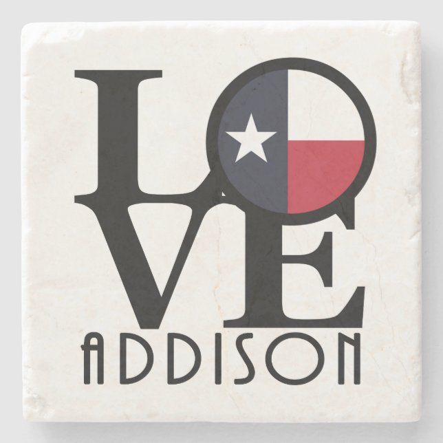 Porta-copo De Pedra LOVE Addison Texas (Frente)