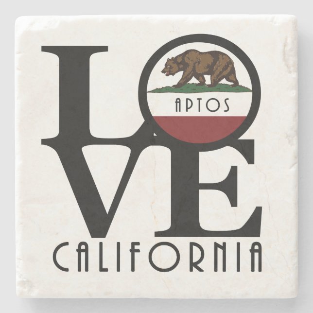 Porta-copo De Pedra LOVE Aptos California (Frente)