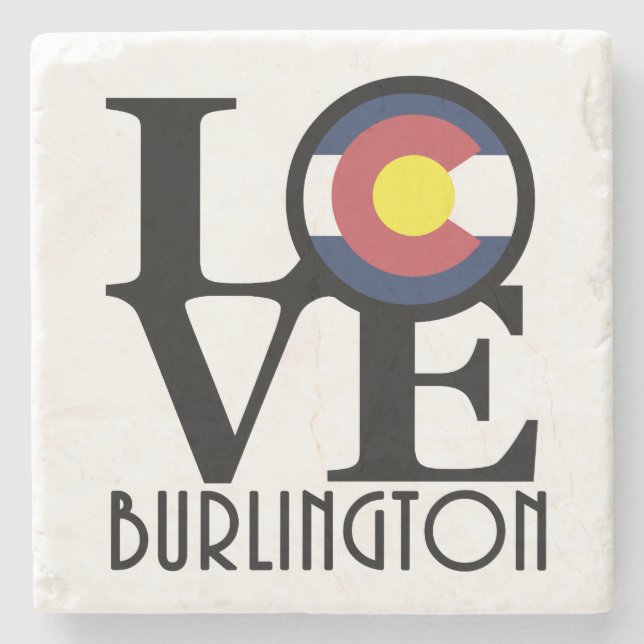 Porta-copo De Pedra LOVE Burlington Colorado (Frente)