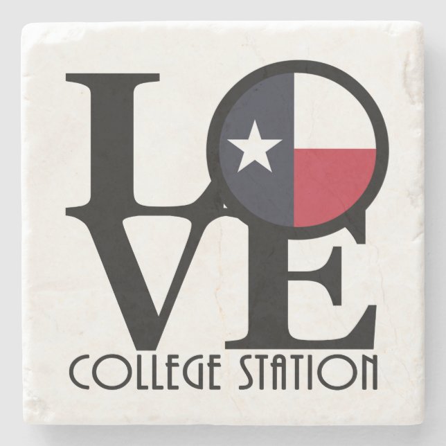 Porta-copo De Pedra LOVE College Station (Frente)