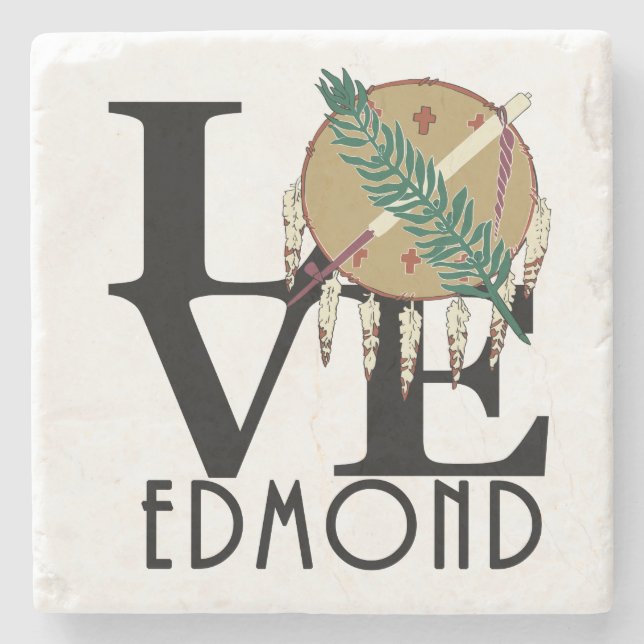 Porta-copo De Pedra LOVE Edmond Oklahoma (Frente)