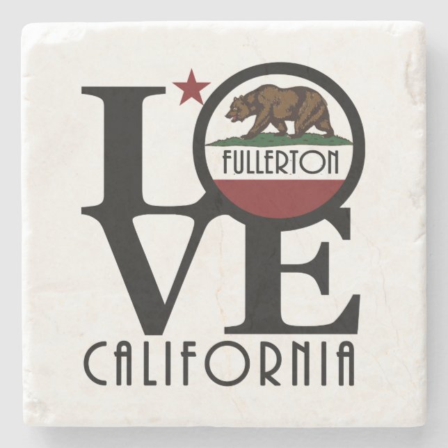 Porta-copo De Pedra LOVE Fullerton California (Frente)