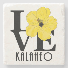 Porta-copo De Pedra LOVE Kalaheo Yellow Hibiscus