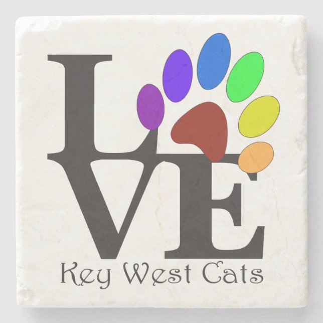 Porta-copo De Pedra LOVE Key West Cats (Frente)