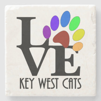 Porta-copo De Pedra LOVE Key West Cats