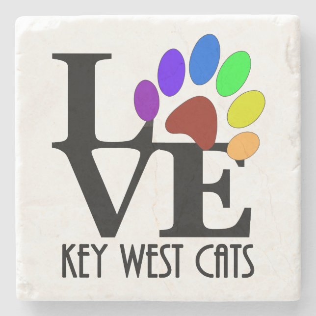 Porta-copo De Pedra LOVE Key West Cats (Frente)