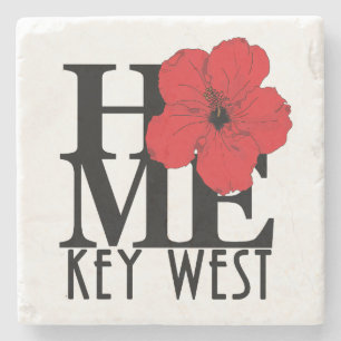 Porta-copo De Pedra LOVE Key West Hibisco Vermelho