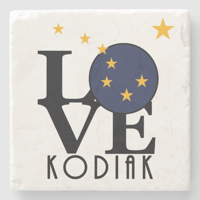 Porta-copo De Pedra LOVE Kodiak Alaska (Frente)
