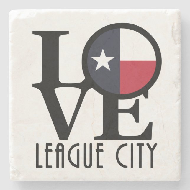 Porta-copo De Pedra LOVE League Texas (Frente)