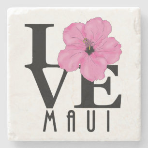 Porta-copo De Pedra LOVE Maui Rosa