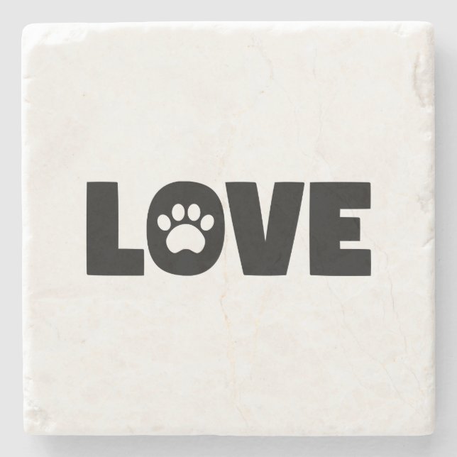 Porta-copo De Pedra Love Paw Print (Frente)