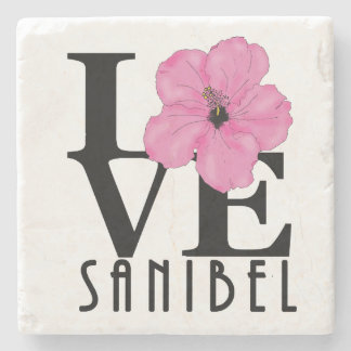 Porta-copo De Pedra LOVE Sanibel Rosa
