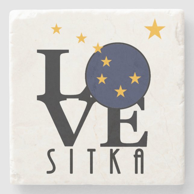 Porta-copo De Pedra LOVE Sitka Alaska (Frente)