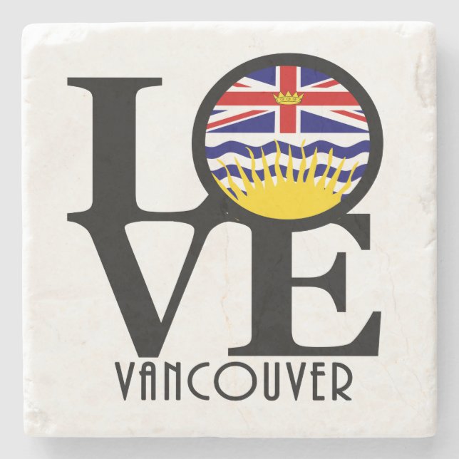 Porta-copo De Pedra LOVE Vancouver (BC Flag) (Frente)
