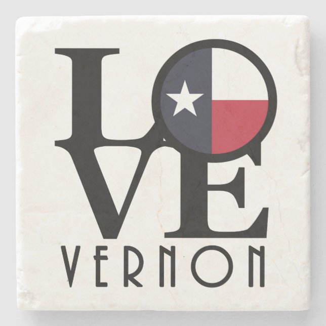 Porta-copo De Pedra LOVE Vernon Texas (Frente)