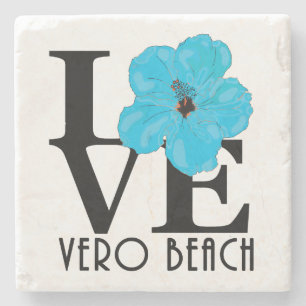 Porta-copo De Pedra LOVE Vero Beach Blue Hiboscus
