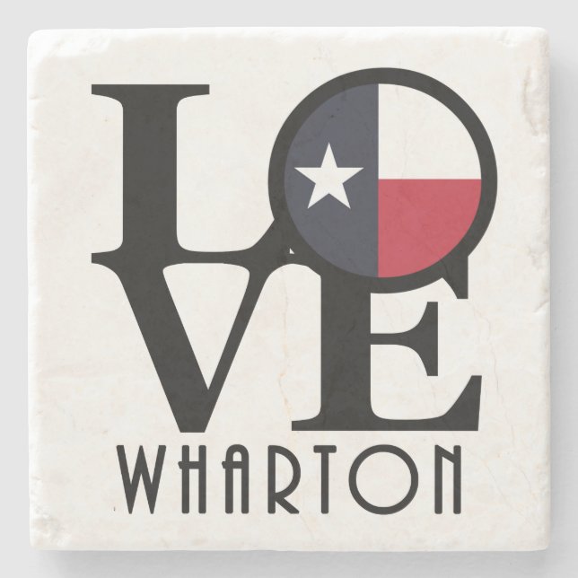 Porta-copo De Pedra LOVE Wharton Texas (Frente)