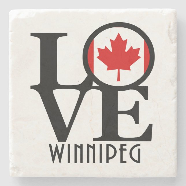 Porta-copo De Pedra LOVE Winnipeg (Frente)