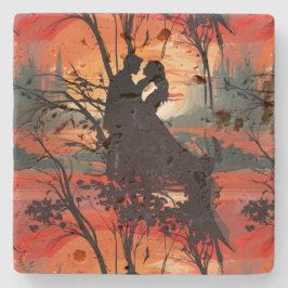 Porta-copo De Pedra Loving Couple 