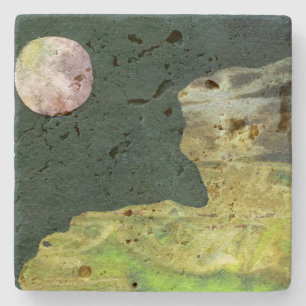 Porta-copo De Pedra Lua estrangeira sobre um planeta verde do jade