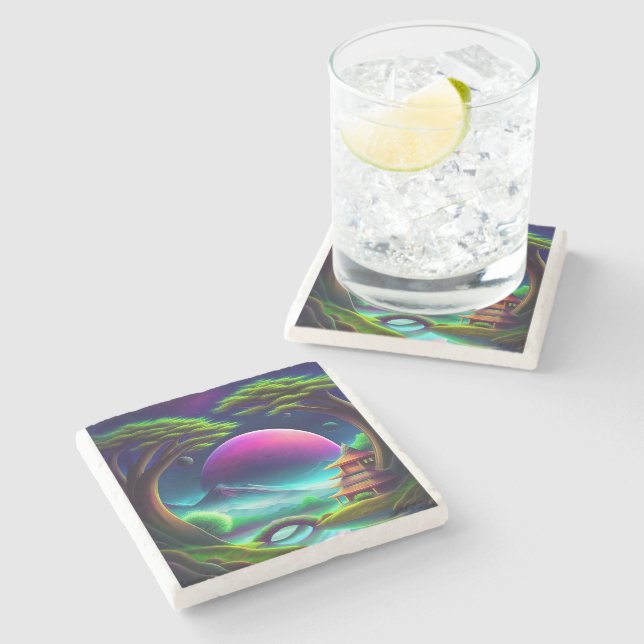 Porta-copo De Pedra Lua roxa (Lateral)