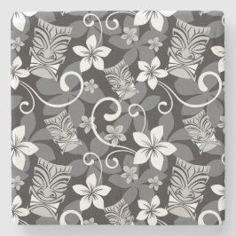 PORTA-COPO DE PEDRA LUAU TIKI PATTERN (CHARCOAL)