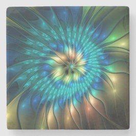 Porta-copo De Pedra Luminosa Fantasia Flor, Colorida Abstrato Fractal