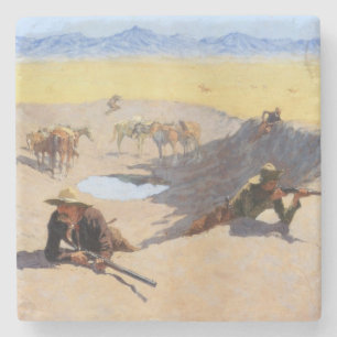 Porta-copo De Pedra Luta pelo Buraco d'água (por Frederic Remington)