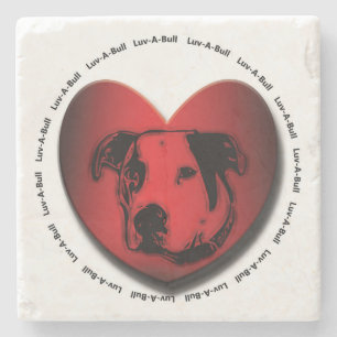 Porta-copo De Pedra Luv-A-Bull American Bulldog Pit Bull Heart