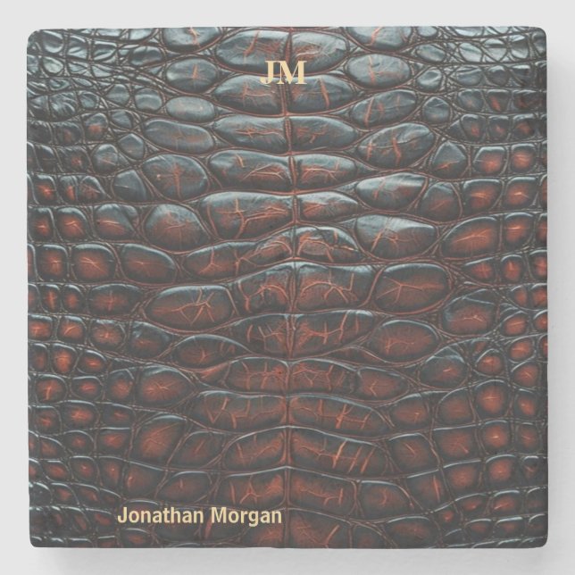 Porta-copo De Pedra Luxury Executive Monogram Premium Leather  (Frente)