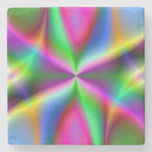Porta-copo De Pedra Luzir Metálico Fractal Colorido