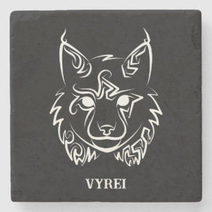 Porta-copo De Pedra Lynx Tribal Preto e Branco